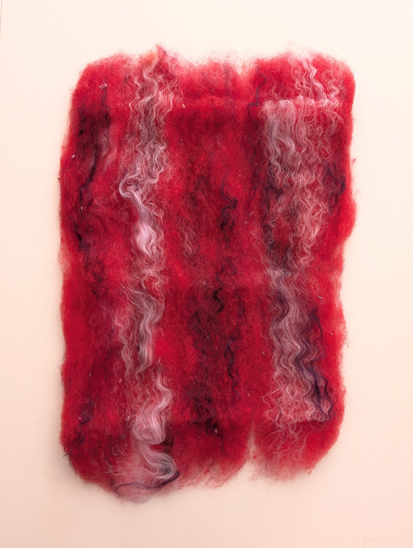 Cherry Slushie Carded Fiber Batt